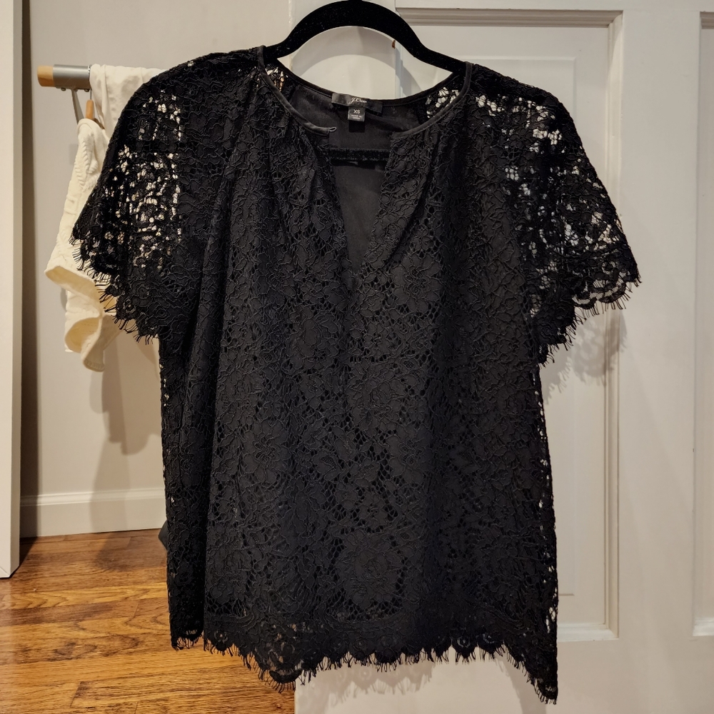 J.Crew womens black lace top - size XS